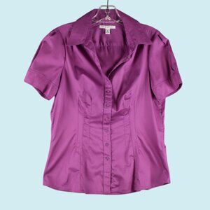 Banana Republic Shirt Women's Medium Purple Button Up Fitted Blouse with Stretch